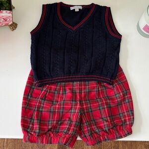 Beatrice & George boys blue & red tartan suit set